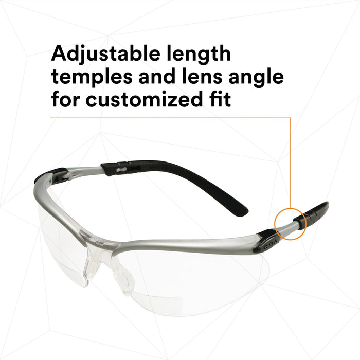 3M BX Reader Protective Eyewear 11375-00000-20, Clear Lens, SilverFrame