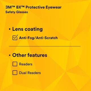 3M BX Protective Eyewear 11381-00000-20, Grey Anti-Fog Lens,Silver/Black Frame