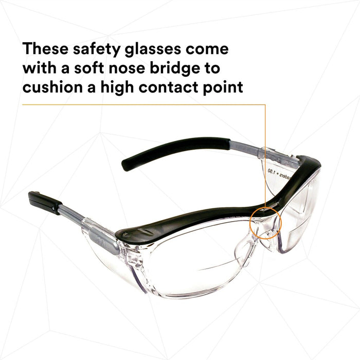 3M Nuvo Reader Protective Eyewear, 11434-00000-20 Clear Lens, GreyFrame