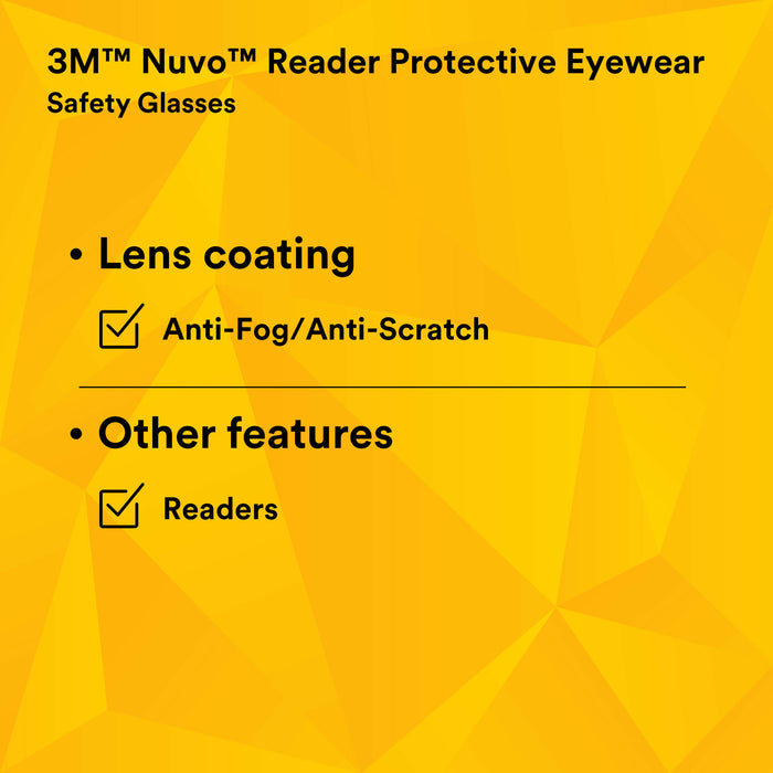 3M Nuvo Protective Eyewear 11435-00000-20 Clear Lens, Grey Frame