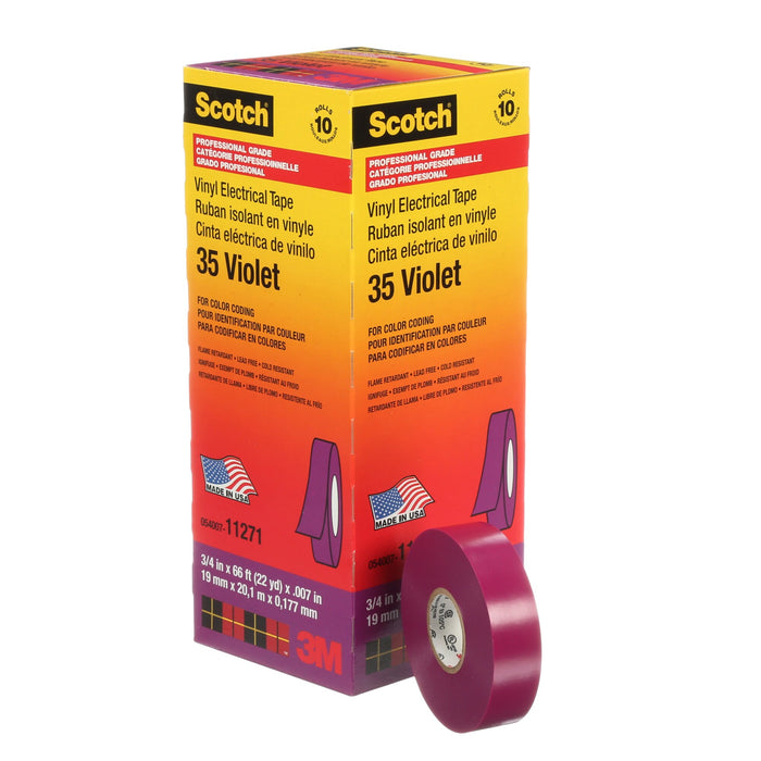 Scotch® Vinyl Color Coding Electrical Tape 35, 3/4 in x 66 ft, Violet