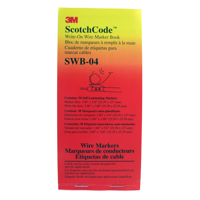 3M ScotchCode Write-On Wire Marker Book SWB-04, 1 in x 5 in