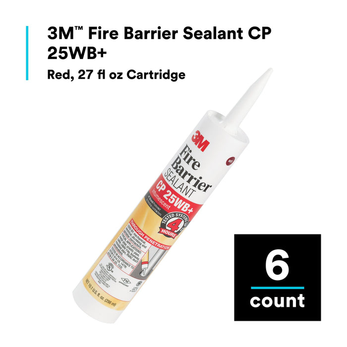 3M Fire Barrier Sealant CP 25WB+, Red, 27 fl oz Cartridge