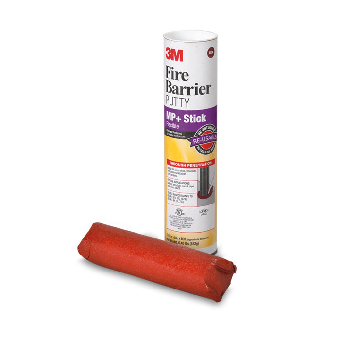 3M Fire Barrier Moldable Putty Stix MP+, Red, 1.45 in x 6 in