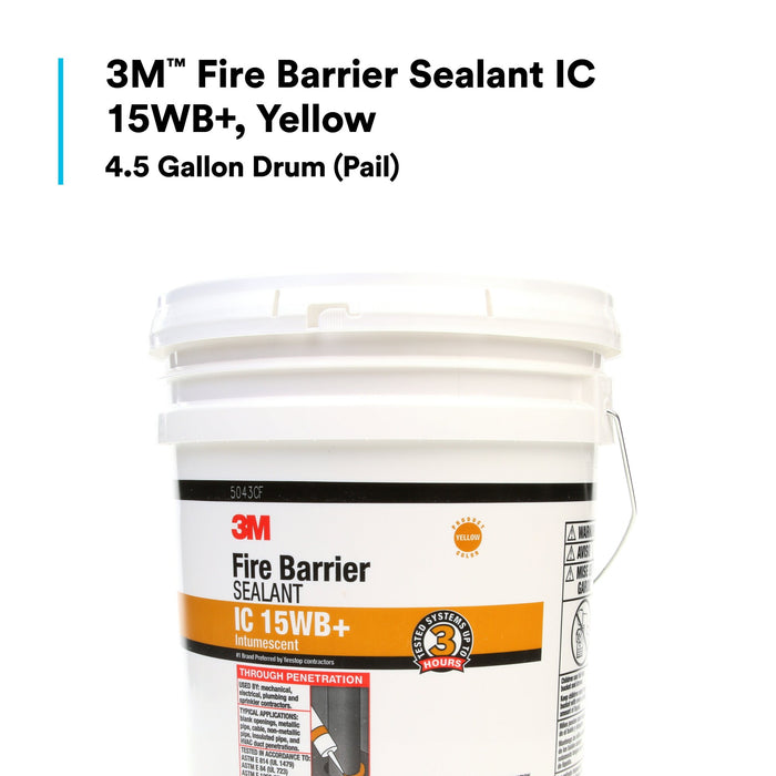 3M Fire Barrier Sealant IC 15WB+, Yellow, 4.5 Gallon (Pail)