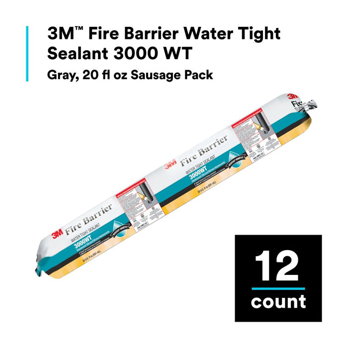 3M Fire Barrier Water Tight Sealant 3000WT, Gray, 20 fl oz SausagePack