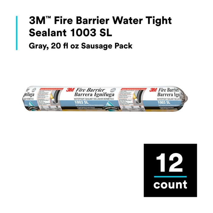 3M Fire Barrier Water Tight Sealant 1003 SL, Gray, 20 fl oz SausagePack