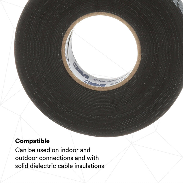 3M Temflex Rubber Splicing Tape 2155, 1-1/2 in x 22 ft, Black