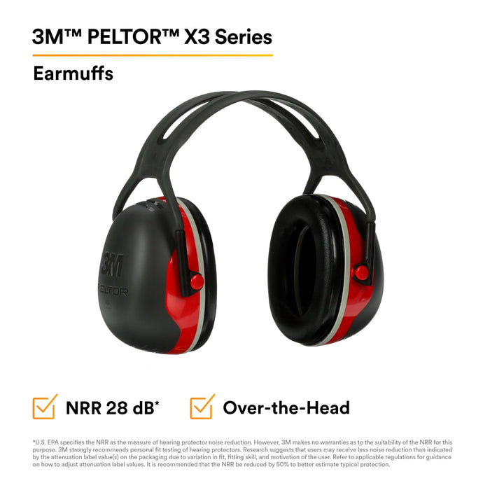 3M PELTOR X3 Earmuffs X3A/37272(AAD), Over-the-Head