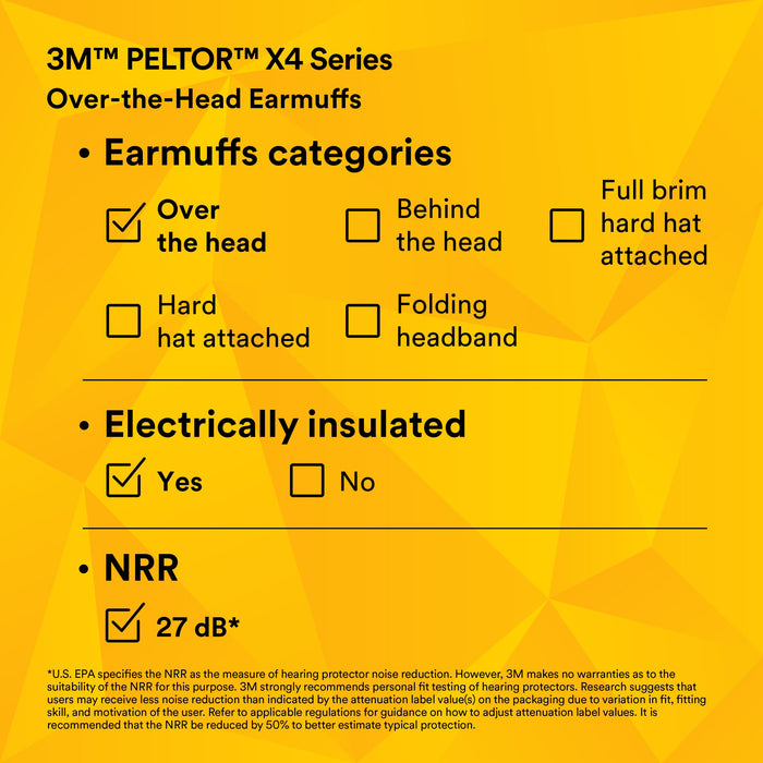 3M PELTOR X4 Earmuffs X4A/37273(AAD), Over-the-Head