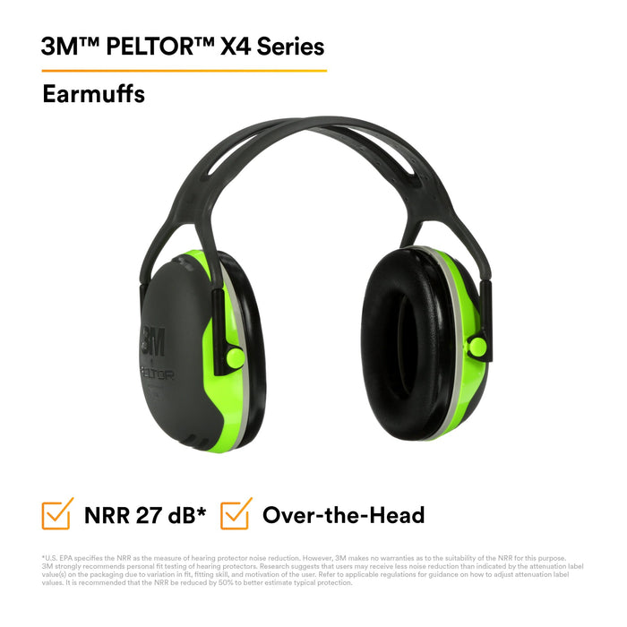 3M PELTOR X4 Earmuffs X4A/37273(AAD), Over-the-Head