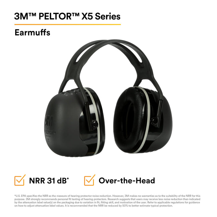 3M PELTOR X5 Earmuffs X5A/37274(AAD), Over-the-Head