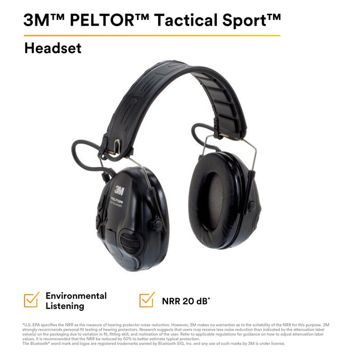 3M PELTOR Tactical Sport MT16H210F-479-SV, Electronic Headset, Foldable Headband