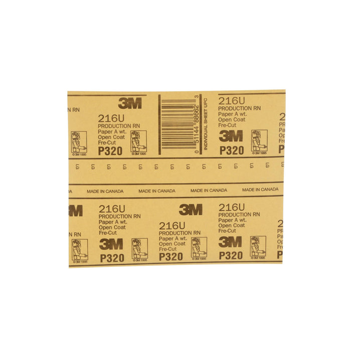 3M Gold Abrasive Sheet, 02541, P320 grade, 9 in x 11 in, 50 sheets per
pack