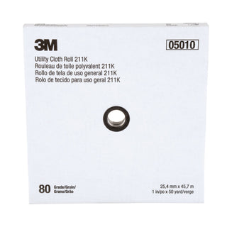 3M Utility Cloth Roll 211K, 80 J-weight, 1 in x 50 yd, Full-flex