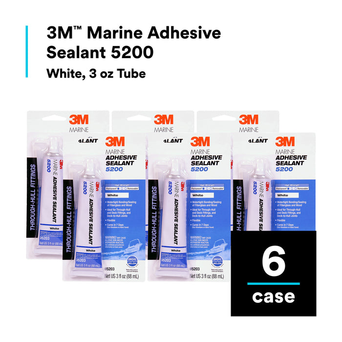 3M Marine Adhesive Sealant 5200, White, 3 oz Tube