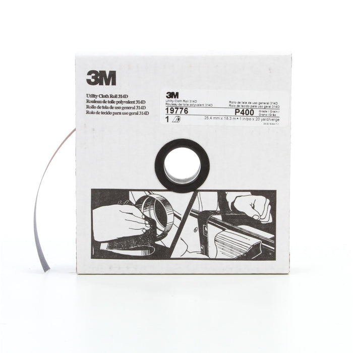 3M Utility Cloth Roll 314D, P400 J-weight, 1 in x 20 yd