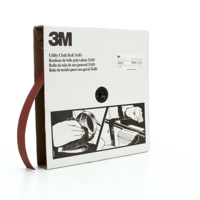 3M Utility Cloth Roll 314D, P60 X-weight, 1-1/2 in x 50 yd