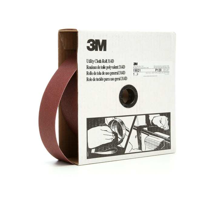 3M Utility Cloth Roll 314D, P120 J-weight, 2 in x 50 yd