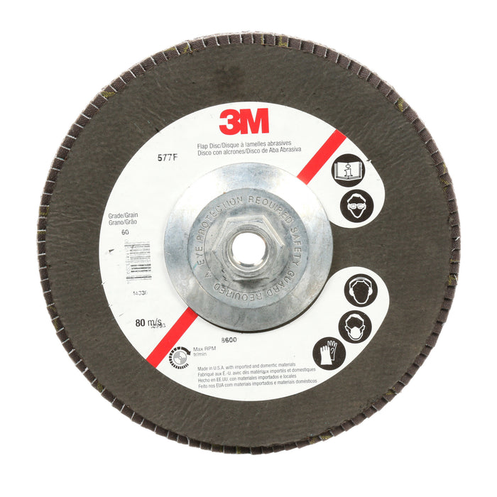 3M Flap Disc 577F, 80, T29 Quick Change, 4-1/2 in x 5/8 in-11