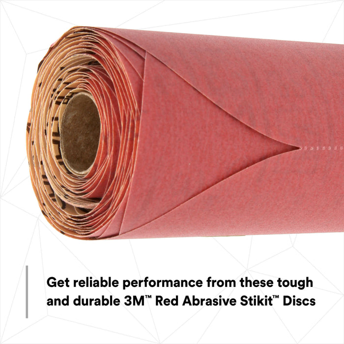 3M Red Abrasive Stikit Disc, 01109, 6 in, P320 grade, 100 discs perroll