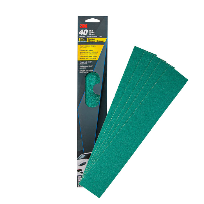 3M Green Corps File Sheets, 32231, 40 grit, 2-3/4 in x 16 1/2 in
