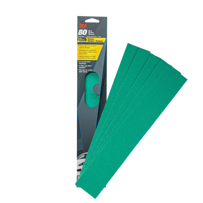 3M Green Corps File Sheets, 32230, 80 grit, 2-3/4 in x 16 1/2 in