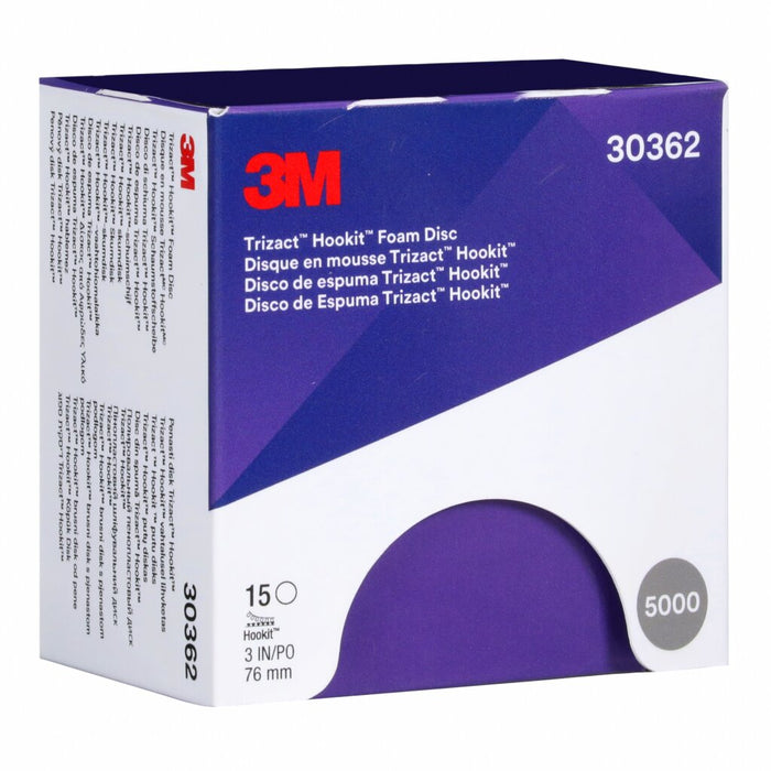 3M Trizact Hookit Foam Disc 30362, P5000, 3 in, 15 Discs/Carton