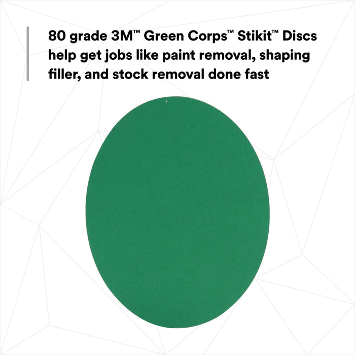 3M Green Corps Stikit Production Disc, 01549, 8 in, 80, 50 discs percarton
