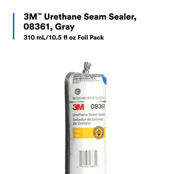 3M Urethane Seam Sealer, 08361, Gray, 310 mL Foil Pack
