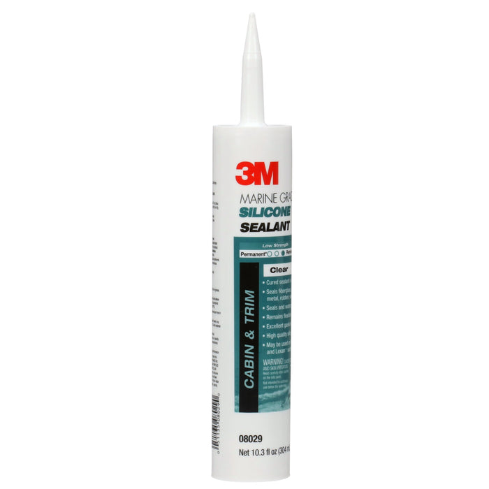3M Marine Grade Silicone Sealant, Clear, PN08029, 304 mL Cartridge