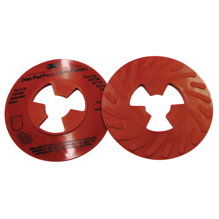 3M Disc Pad Face Plate Ribbed 81732, Extra Hard, Red, 5 in