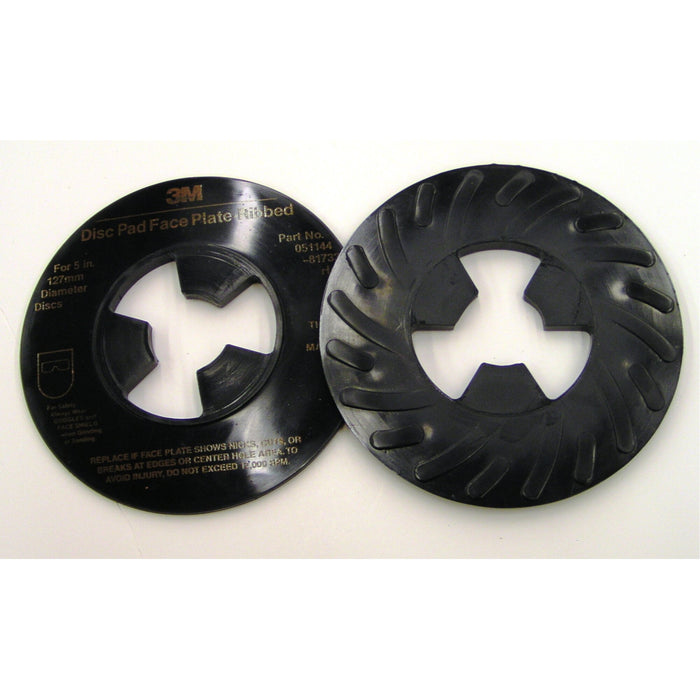 3M Disc Pad Face Plate Ribbed 81733, 5 in Hard Black