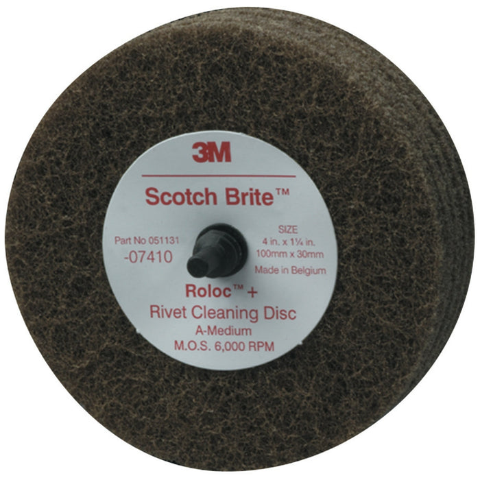 Scotch-Brite Rivet Cleaning Disc 07410, 4 in x 1-1/4 in A MED