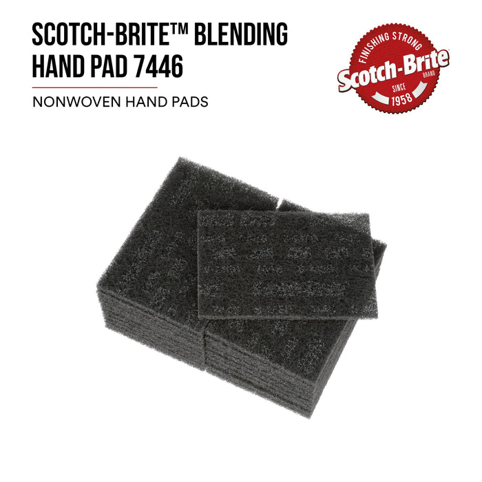 Scotch-Brite Blending Hand Pad 7446B, HP-HP, SiC Medium, Gray, 6 in x 9 in