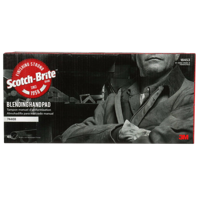 Scotch-Brite Blending Hand Pad 7446B, HP-HP, SiC Medium, Gray, 6 in x 9 in