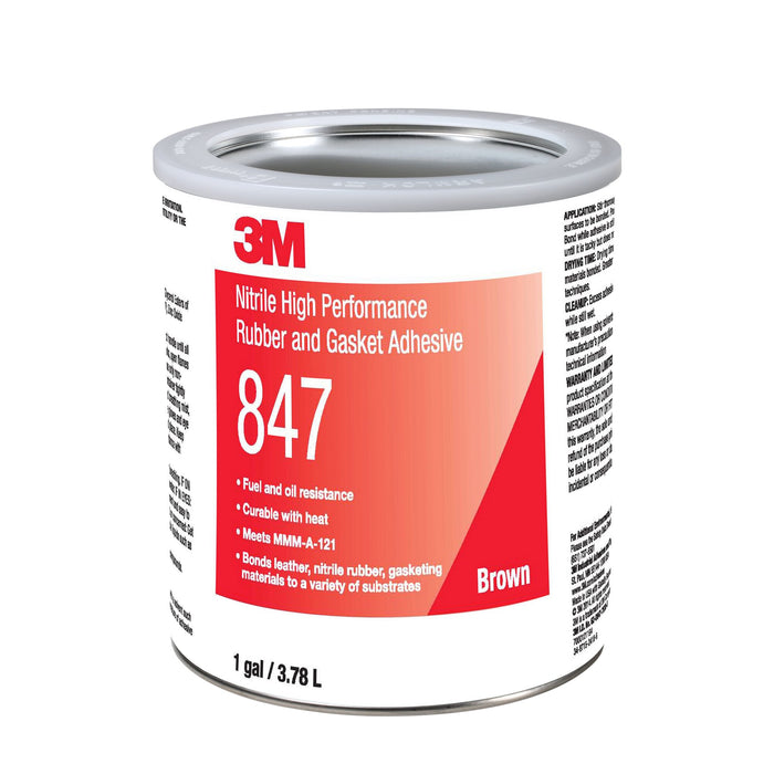 3M Nitrile High Performance Rubber and Gasket Adhesive 847, Brown, 1Gallon Can