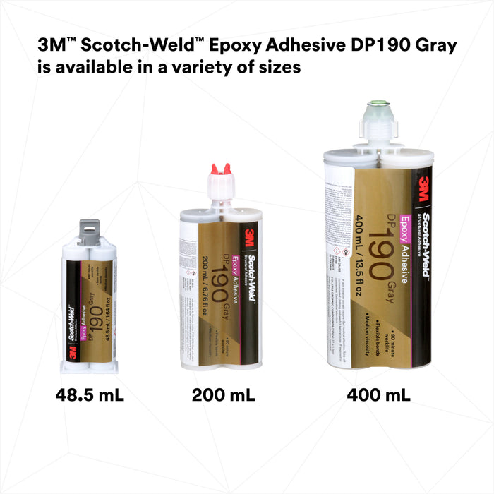 3M Scotch-Weld Epoxy Adhesive DP190, Gray, 200 mL Duo-Pak