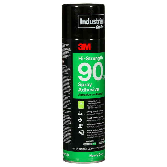 3M Hi-Strength Spray Adhesive 90 CA, Low VOC <25%, Clear, 24 fl oz Can