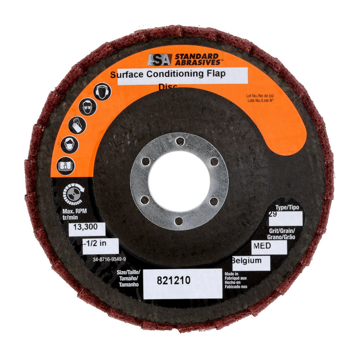 Standard Abrasives Surface Conditioning Flap Disc, 821210, 4-1/2 in x7/8 in MED