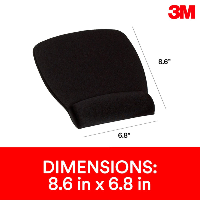 3M Foam Mouse Pad Wrist Rest MW209MB, Compact Size, Fabric, Black