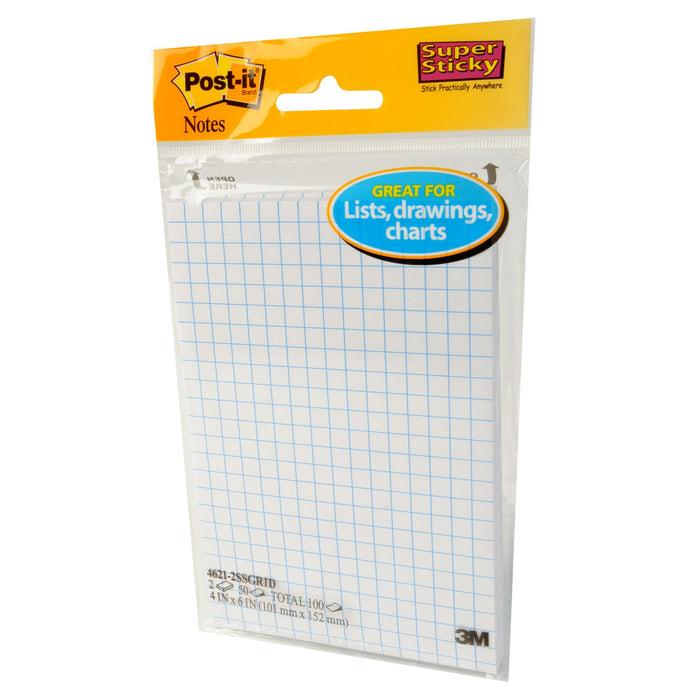 Post-it® Super Sticky Notes on Grid Paper 4621-2SSGRID