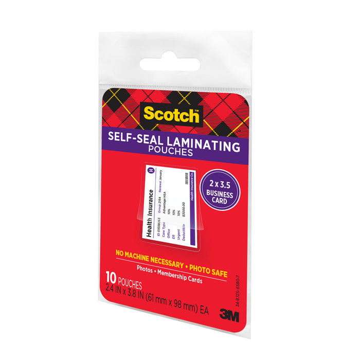 Scotch Self-Sealing Laminating Pouches LS851G Business Card size