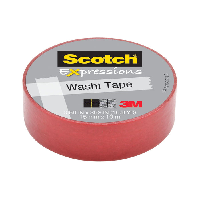 Scotch® Expressions Tape C314-RED, .59 in x 393 in (15 mm x 10 m) Red