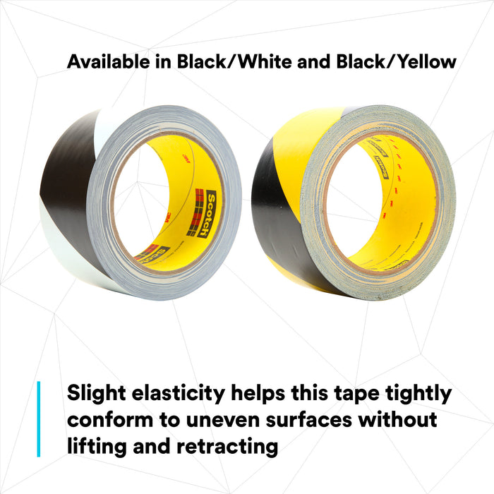3M Safety Stripe Vinyl Tape 5700, Black/White, 3 in x 36 yd, 5.4 mil