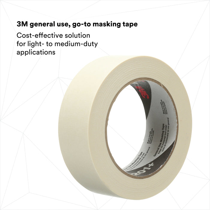 3M General Use Masking Tape 201+, Tan, 36 mm x 55 m, 4.4 mil