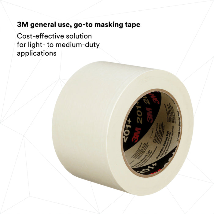 3M General Use Masking Tape 201+, Tan, 72 mm x 55 m, 4.4 mil