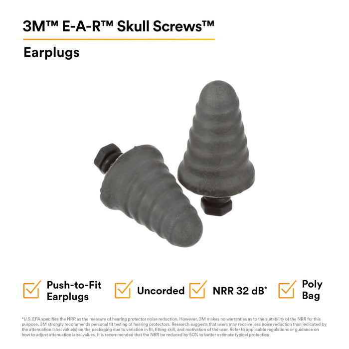 3M E-A-R Skull Screws Earplugs P1300, Uncorded