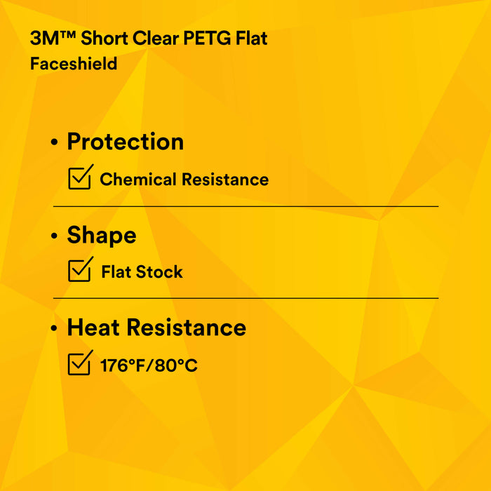 3M Short Clear PETG Faceshield WE96S 82580-00000, Flat Stock 50 EA/Case