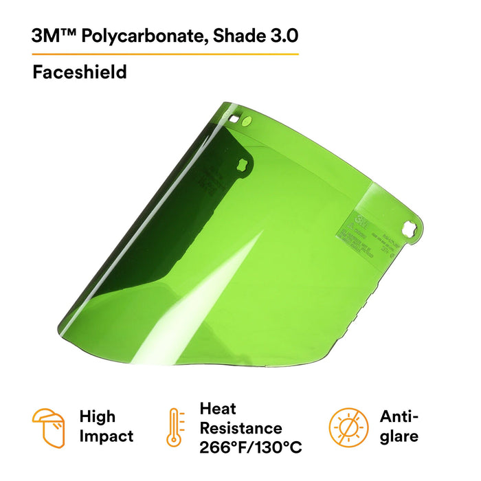 3M Polycarbonate Faceshield Window W96IR3, 82705-10000, Shade 3.0 10EA/Case